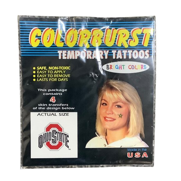 The Ohio State University Colorburst Temporary Tattoos  Safe & Non-Toxic - Picture 1 of 4